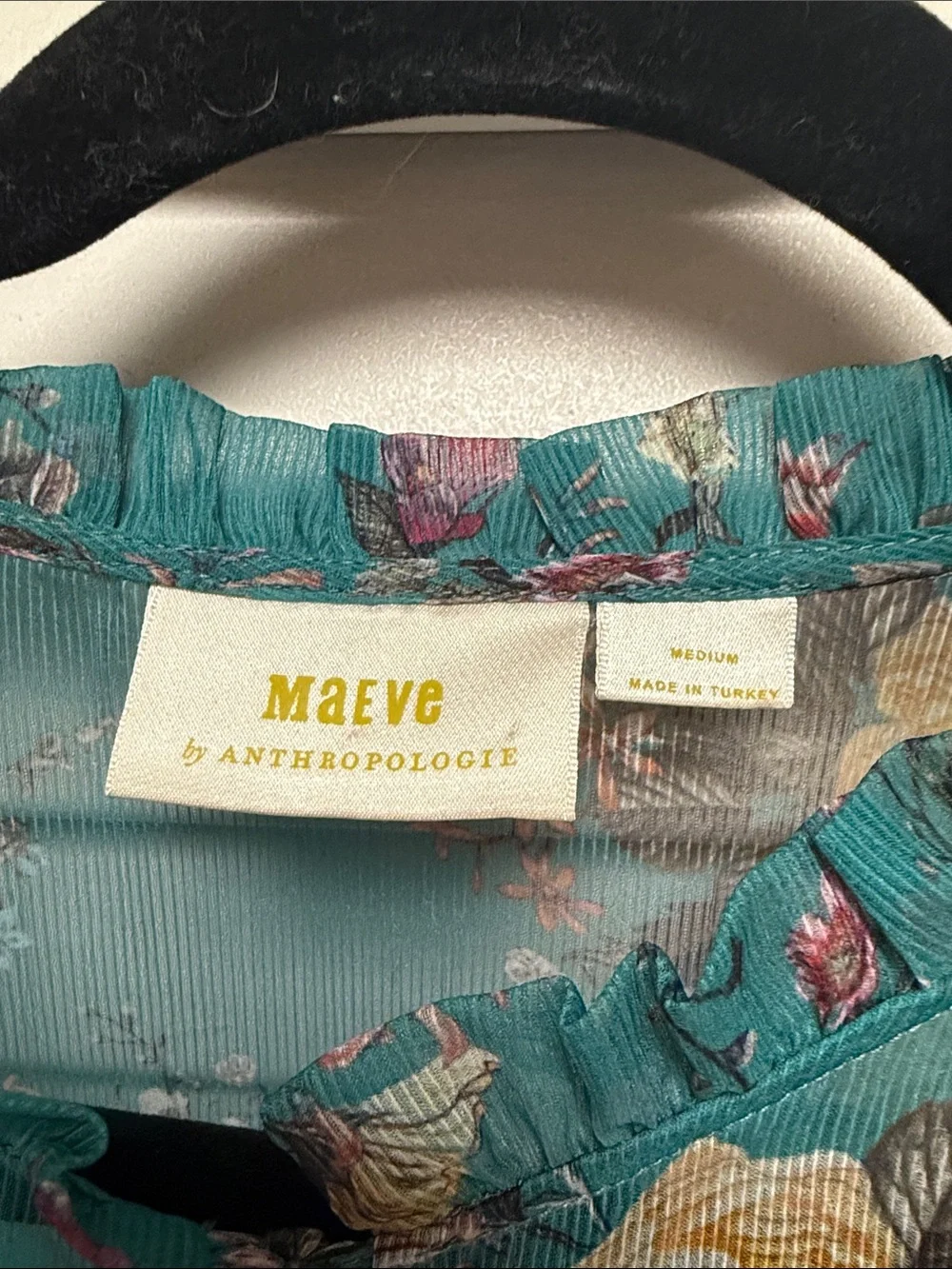 Maeve Teal Floral Chiffon Tunic Dress from Anthro - Picture 3 of 5